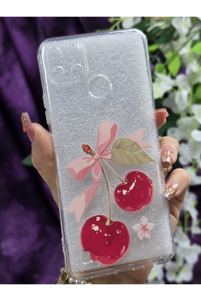 Magic Ring غلاف هاتف شفاف من السيليكون بنمط الكرز متوافق مع Realme C21Y / Rea...