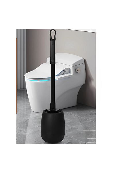 Herum Set perie de toaletă și recipient cu adeziv, plastic, peri flexibili din silicon, 10 x 52,5 cm