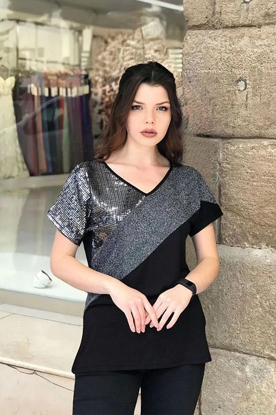 MODANİCE Μπλούζα με ασημί μπροστινό μέρος