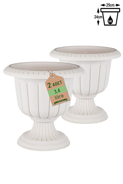 ToXA 2 Adet Nergis Saksı Seti 3,4 Litre Plastik Ayaklı Deliksiz Çiçek Saksısı...