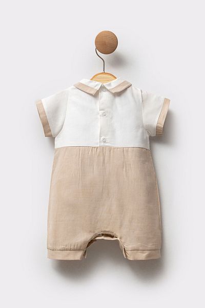Cassiope Polo Neck Short Sleeve Embroidered Holiday Special Day Salopet Baby Boy Jumpsuit