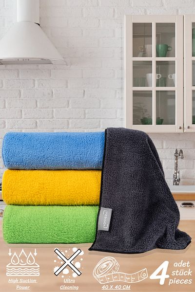 vosvera Εξαιρετικά μαλακό 4-pack πετσέτα κουζίνας από μικροΐνες Πανί καθαρισμού επιφάνειας Πανί καθαρισμού πετσέτας