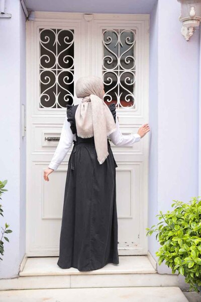 N.S NEVA STYLE Jile Anthracite Hijab Denim Dress 19113Ant