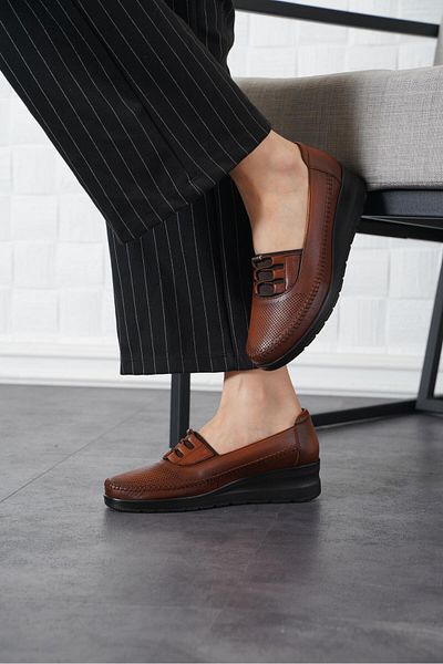 Moda Pie Pantofi de damă din piele naturală Rewer cu împânzire în oglindă, piele bronzată
