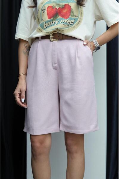 Havoş Pink Linen Blend Bermuda Shorts