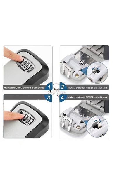 Depox Cutie de depozitare pentru chei cu combinație, Idealstore®, montare pe perete, 11,5 cm