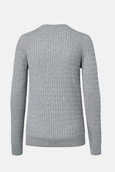 Tchibo Men Crew Neck Cable Stitch Sweatshirt, Grey