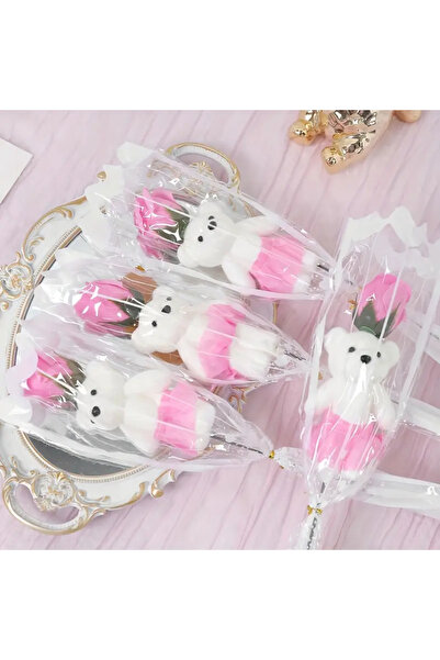 Store باقة ورد صناعية رومانسية ودب قطيفة