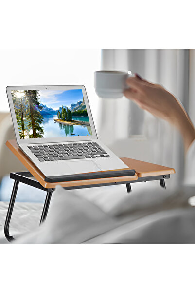 Herum MDF laptop table, with cup holder, adjustable tilt, Wood, 60 x 32 x 25 cm