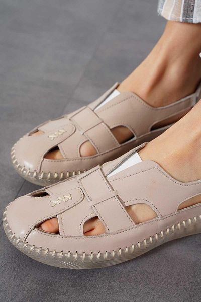 Moda Pie Pantofi de damă din piele naturală Qato Window argintiu