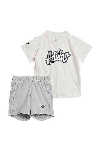 adidas Children's White Tracksuit Short Tee Set Jd1042