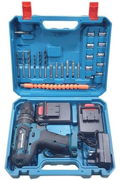 Keen OS-202 10mm Cordless Drill - 26V, 1650rpm, 2 Li-ion Batteries, 24 Tools, Charger (220-230V)