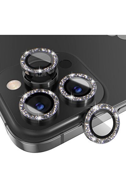 Powerfox iPhone 13 Pro/ 13 Pro Max Uyumlu Alüminyum Alaşım Işıldayan Siyah Si...