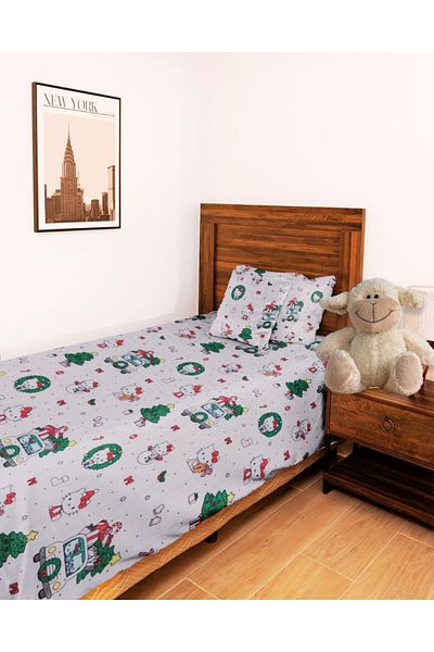 Generic Kids Kitty Cat Fitted Bedsheer [ 1 Bedsheet + 1 Pillowcase]