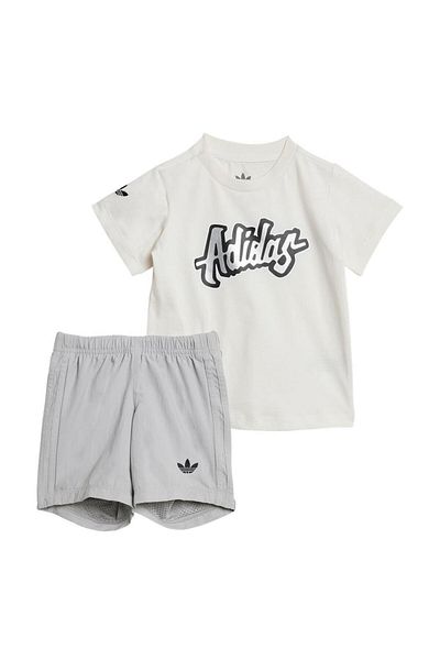 adidas Children's White Tracksuit Short Tee Set Jd1042