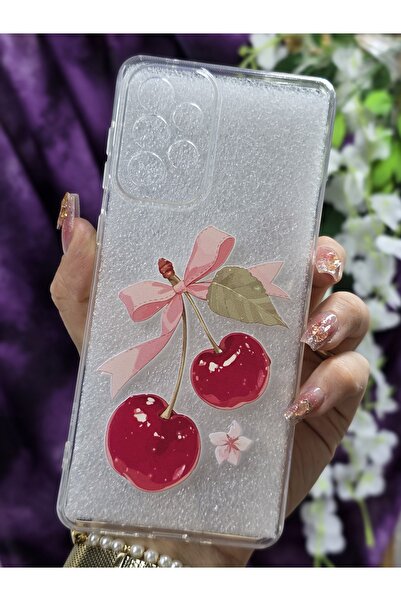 Magic Ring حافظة هاتف شفافة متوافقة مع هاتف Samsung Galaxy A73 بنمط الكرز والقوس