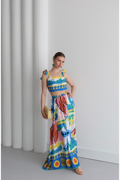 LOISY Γυναικείο καλοκαιρινό (θαλάσσιο) μακρύ φόρεμα διακοπών με μοτίβο ήλιου