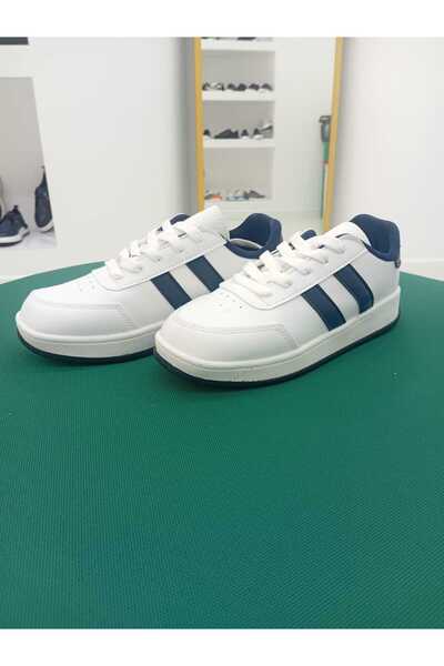 Klay Shoes Kadın Spor Sneaker Çizgili Mavi Rahat Konforlu