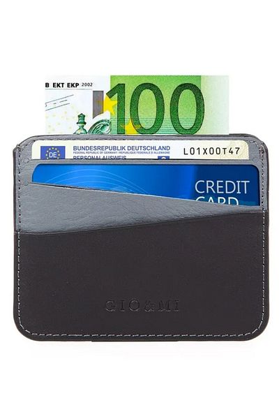 gio&mi Boris Genuine Leather Men's Black / Gray (Casual Model) Card Holder Business Card Holder