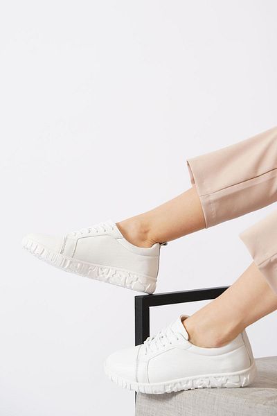 Moda Pie Pantofi de damă din piele naturală cu talpă cusută Setera piele albă