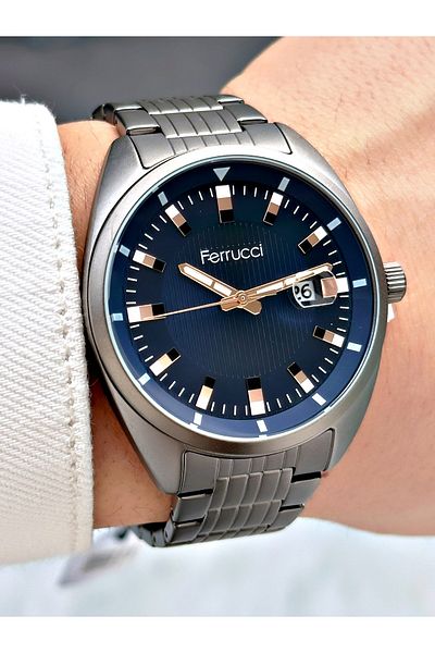 Ferrucci Smoke Colored Calendar Detailed WaterprooF men's Wristwatch