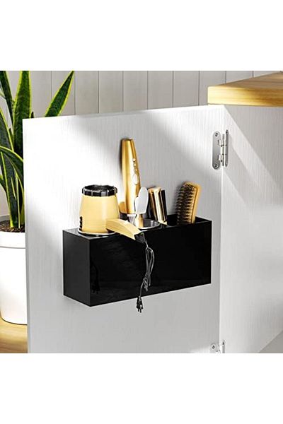 Generic Black Hair Dryer Holder ,wall Mount Hair Tool Organizer For Blow Dryer, Flat Irons, Curling Irons