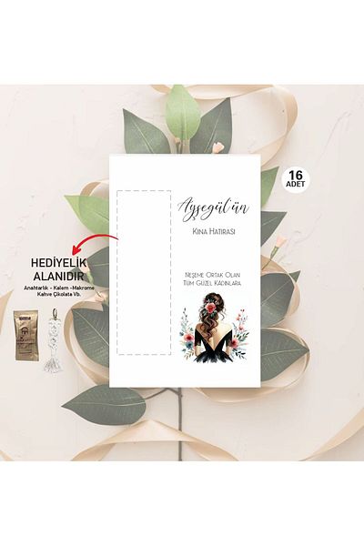 43 cici süsler organizasyon Henna Gift Keychain Gift Card 16 Pieces