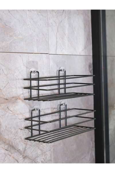 TncPatiShop 2-Piece Adhesive Stainless Bathroom Shelf Shampoo Holder Bathroom Shower Shelf Shower Hanger Kitchen Shelf Organizer