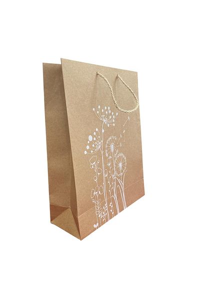 KESKİN COLOR Gift Kraft Paperboard Bag White Flowers (37*28*11 cm)
