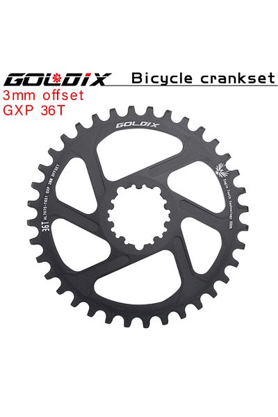 GOLDIX 3mm Offest 36T MTB Bike Chainring for 3 Bolt Ultralight Chainwheel 0mm 3mm 6mm Offset 30T 32T 34T 36
