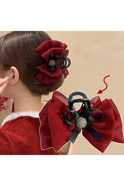 GÜLPEŞE Orta Boy Simli Kumaş Mandal Toka Tinsel-484