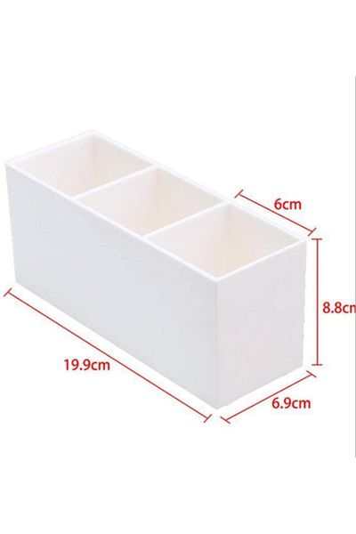Generic Makeup Brush Holder, 3-compartment Organizer For Brushes, Lipstick, And Cosmetics (WHITE)