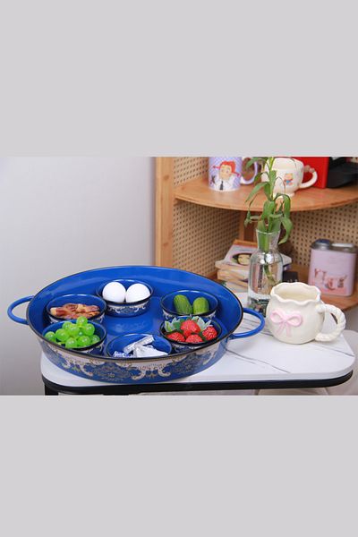 Generic صينية إفطار بغطاء مع زبديات تقديم