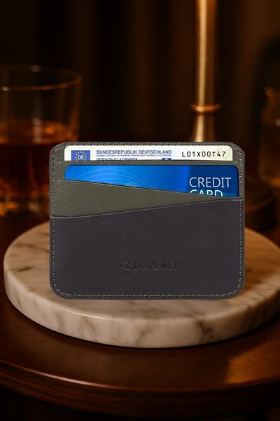 gio&mi Boris Genuine Leather Black Men's Dark Khaki (Casual Model) Card Holder Business Card Holder
