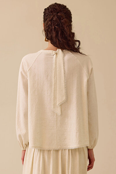 SEÇİL Women's Patterned Round Neck Blouse - Beige