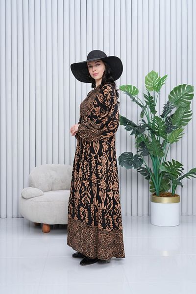 My Blog Brązowa etniczna wzorzysta sukienka plus size - 3001 - 1