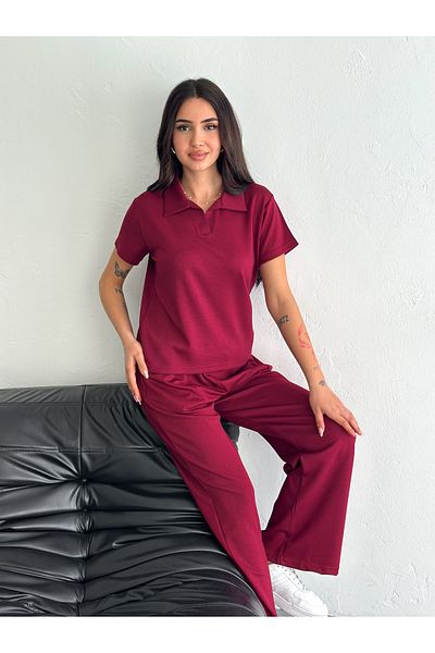 02Lady Fashion GÂT POLO PÂRGĂ LATĂ MODAL ȚESĂTURĂ CU MÂNECĂ SCURTĂ