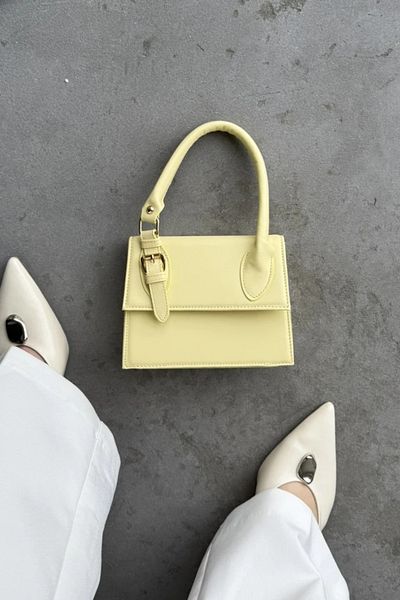 LEONAS Women's Hand and Shoulder Bag with Side Belt Detail Janice Yellow