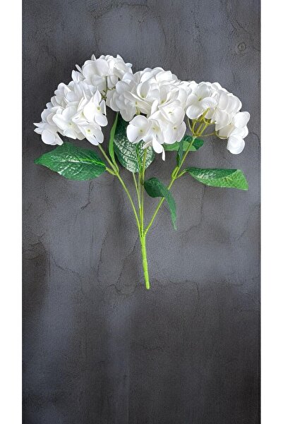 DDTREND 5 Dallı Islak Dokulu Ortanca Buket Beyaz 45 Cm Yapay Çiçek
