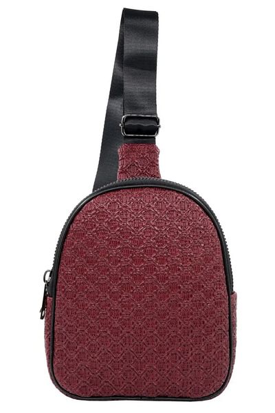 gio&mi Alessi Women's Knitted Model Claret Red Cross Adjustable Two Compartment Chest Bag