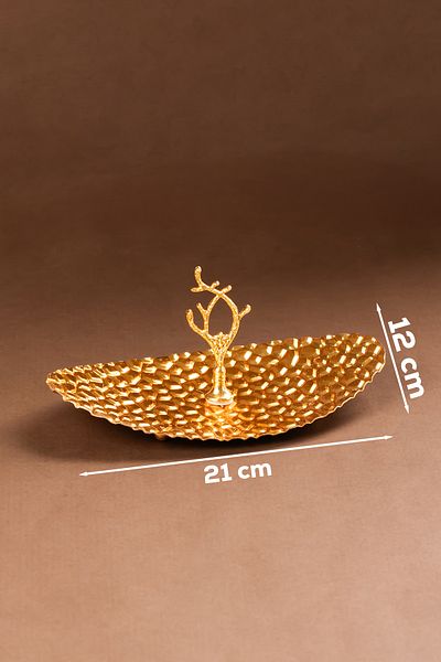 Porsima Gold Metal Mini Presentation Bowl - Catering Turkish Delight Bowl Cookie Bowl - Gold Oval Metal Presentation Bowl