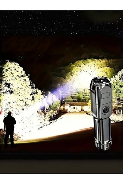 gozal Tactical Zoomable Flashlight 800mAh - Rechargeable, Portable, Dual Power, for Home & Camping