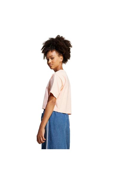adidas Children's Pink T-Shirt Cropped Tee Jc9138