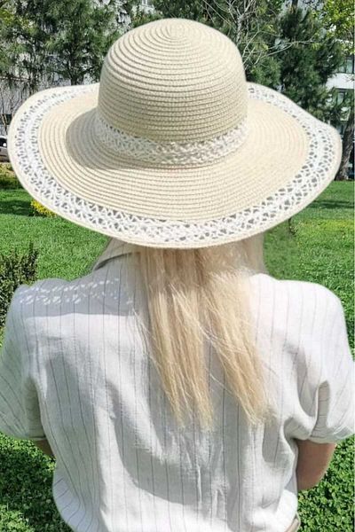 Uniquetrenders Women's Knitted Patterned Straw Summer Beach Hat