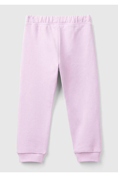 United Colors of Benetton Κεντητό κοριτσίστικο παντελόνι με λιλά λογότυπο