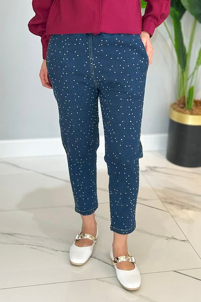 Missemramiss Stoned Denim Trousers 4810 Navy Blue