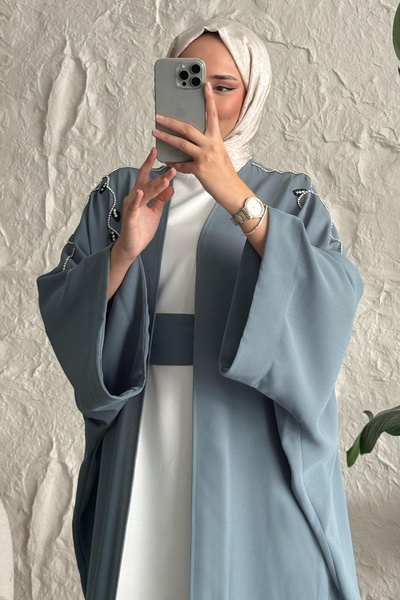 InStyle Φόρεμα Abaya Mint Green με πέτρα με μοτίβο Ivy