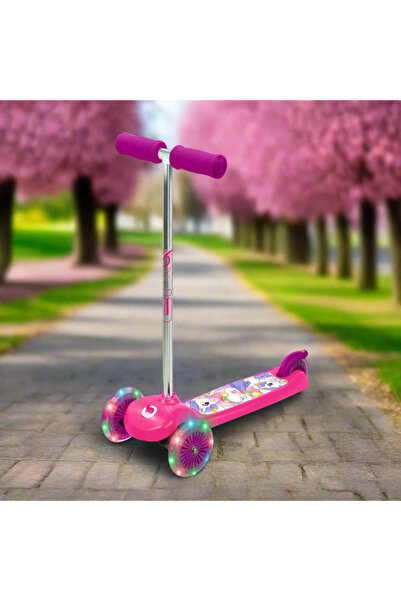 Feyza Oyuncak 3 Tekerlekli Unicorn Işıklı Pembe Kız Çocuk Scooter - 20 Kg - E...