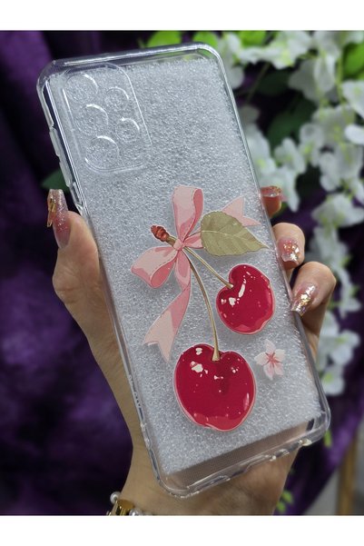 Magic Ring Transparent Phone Case Compatible with Samsung Galaxy A13 Cherry and Bow Pattern