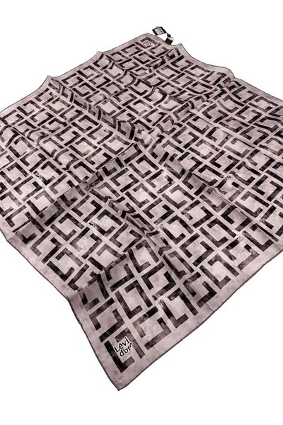 Levidor Twill Silk Scarf LD480 Γεωμετρικό Μοτίβο Ροζ - Πούδρα